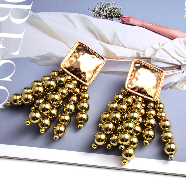 Statement Beaded Wood Earrings — Bold Drop Style
