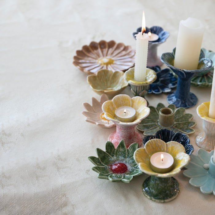 Stoneware Flower Shaped Taper Holder