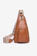 Structured Faux Leather Sling Shoulder Bag