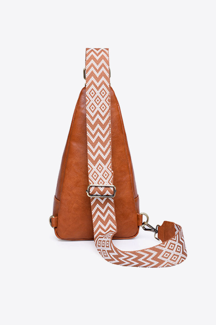 Structured Faux Leather Sling Shoulder Bag