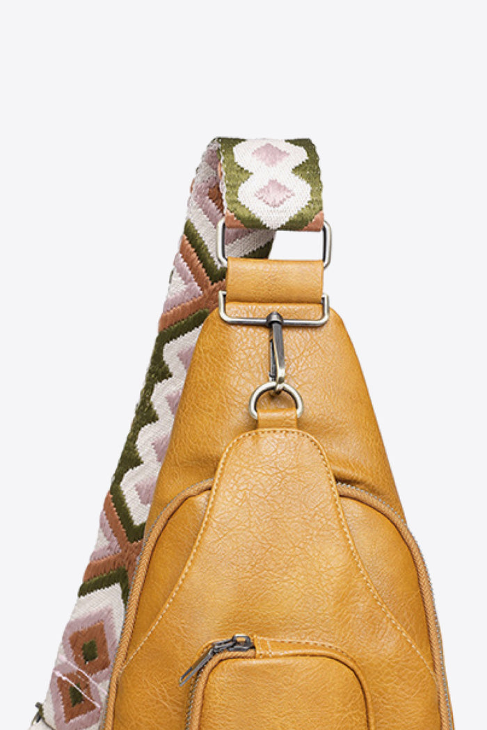 Structured Faux Leather Sling Shoulder Bag