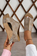 Studded Cork Wedge Mule Sandals | Cutout Platform Slides