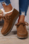Suede Moccasin Lace-Up Flat