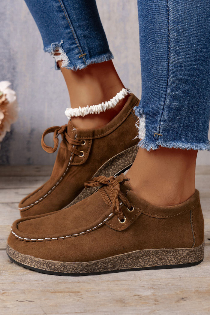 Suede Moccasin Lace-Up Flat