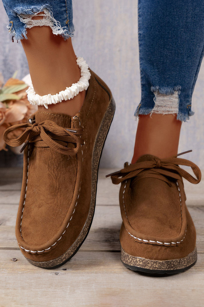 Suede Moccasin Lace-Up Flat