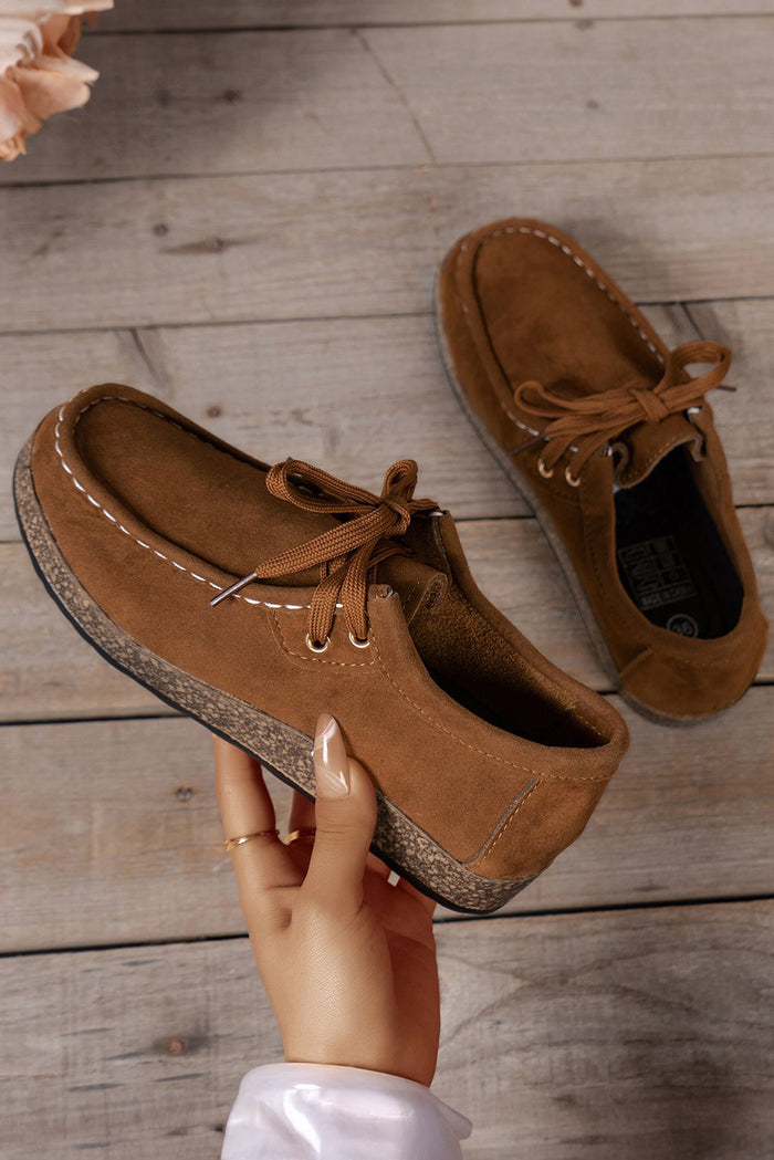 Suede Moccasin Lace-Up Flat