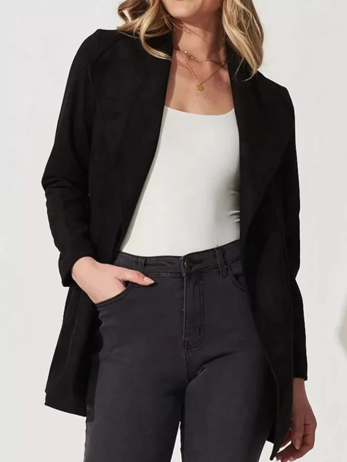Suede Tie Waist Long Sleeve Outerwear - The PM Edit