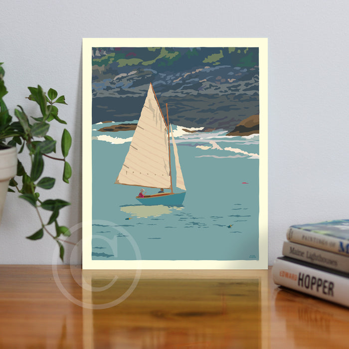 Sunset Sail 8" x 10" Wall Poster By Alan Claude - Maine
