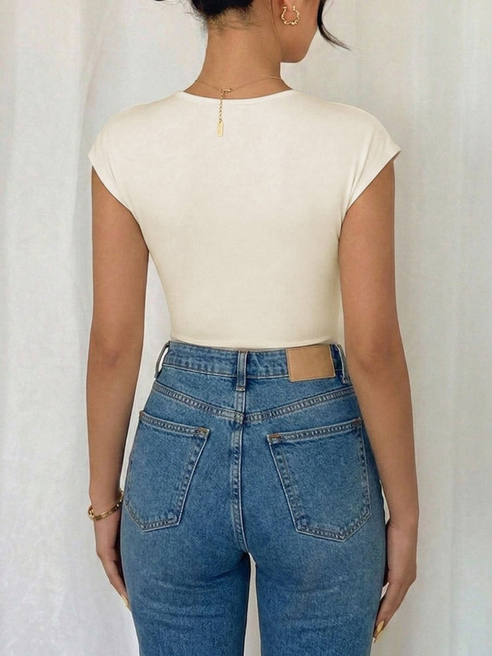 Surplice Wrap Bodysuit | Cap Sleeve Tie Waist | The PM Edit - The PM Edit