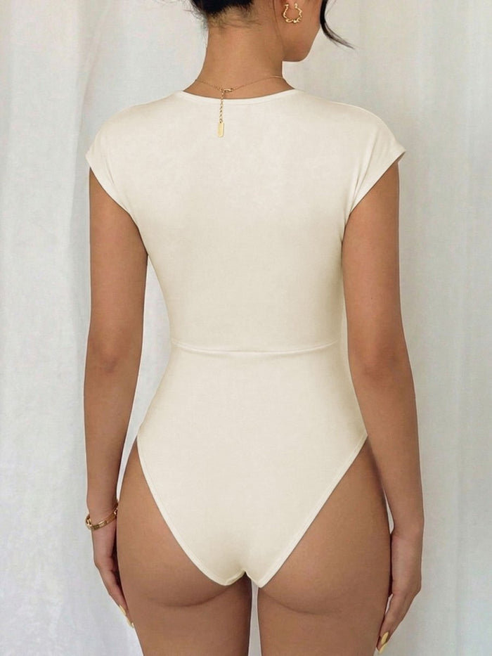 Surplice Wrap Bodysuit | Cap Sleeve Tie Waist | The PM Edit - The PM Edit