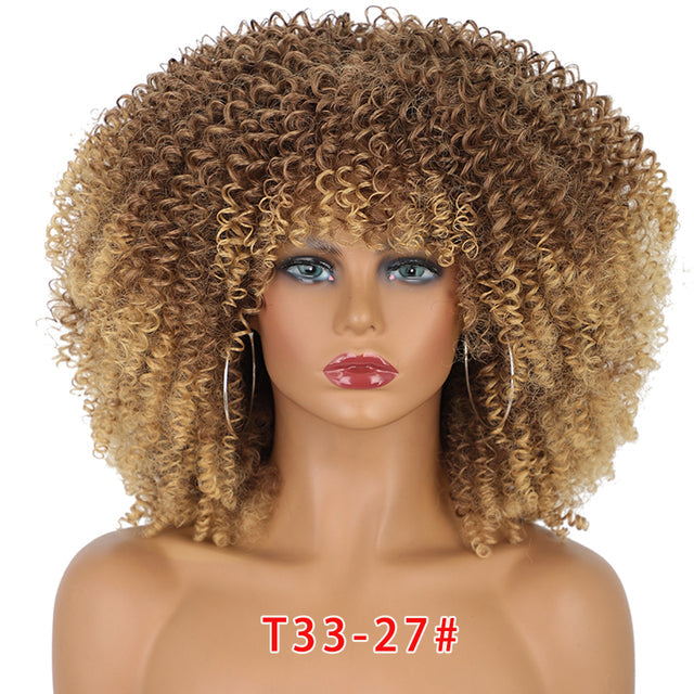 Synthetic Curly Wig With Bangs | Short Everyday Curly Hair Wig