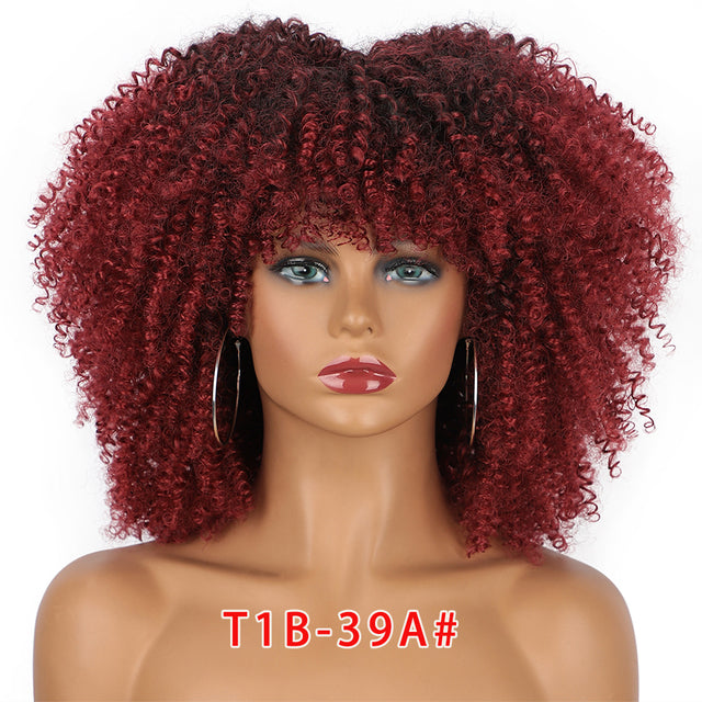 Synthetic Curly Wig With Bangs | Short Everyday Curly Hair Wig