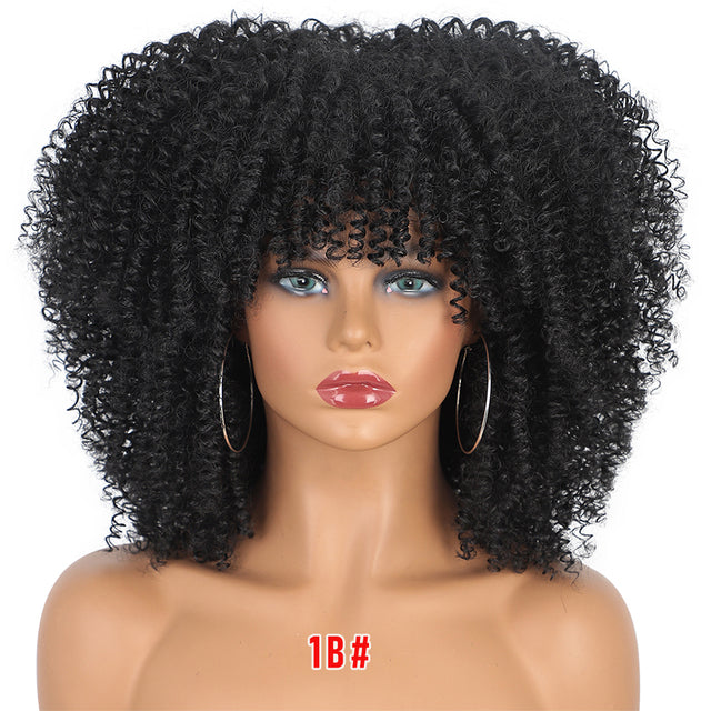 Synthetic Curly Wig With Bangs | Short Everyday Curly Hair Wig