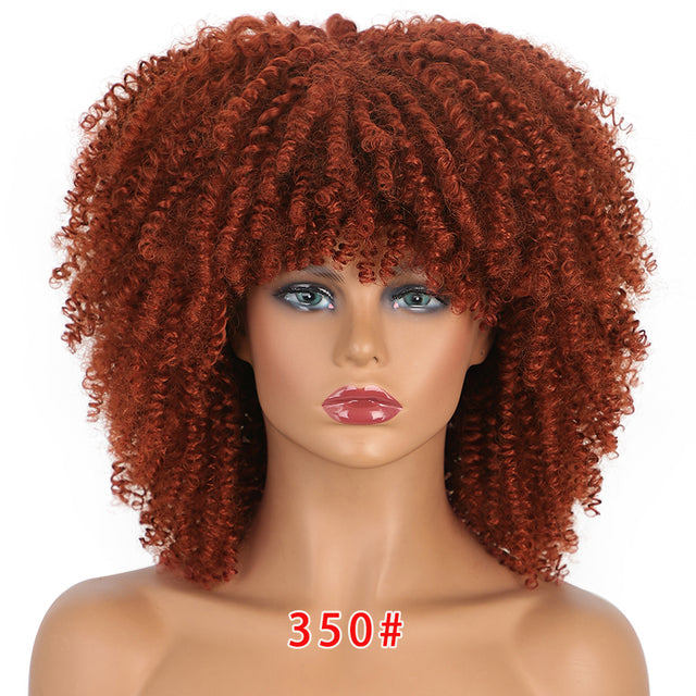 Synthetic Curly Wig With Bangs | Short Everyday Curly Hair Wig