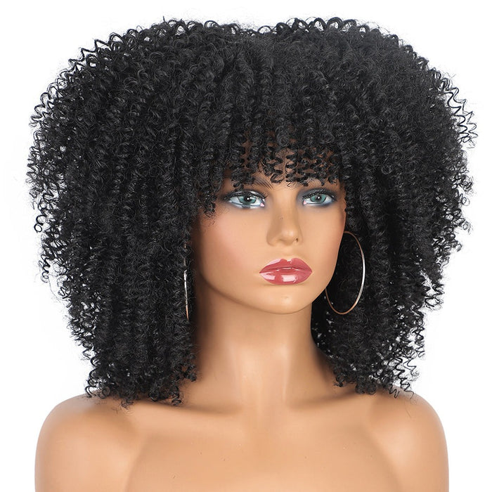 Synthetic Curly Wig With Bangs | Short Everyday Curly Hair Wig
