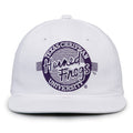 TCU Retro Circle snapback hat in white, front view