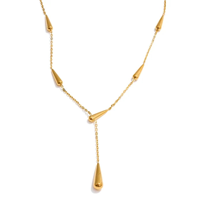 Teardrop Lariat Y-Necklace in 18K Gold & Silver
