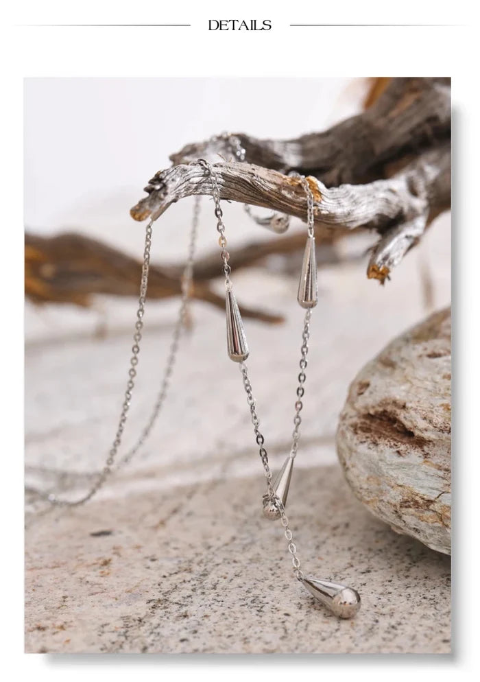Teardrop Lariat Y-Necklace in 18K Gold & Silver - The PM Edit