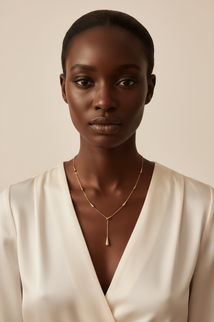 Teardrop Lariat Y-Necklace in 18K Gold & Silver - The PM Edit