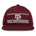 Texas A&M Retro Bar snapback hat in maroon, front view