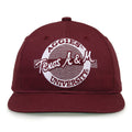Texas A&M Retro Circle snapback hat in maroon, front view