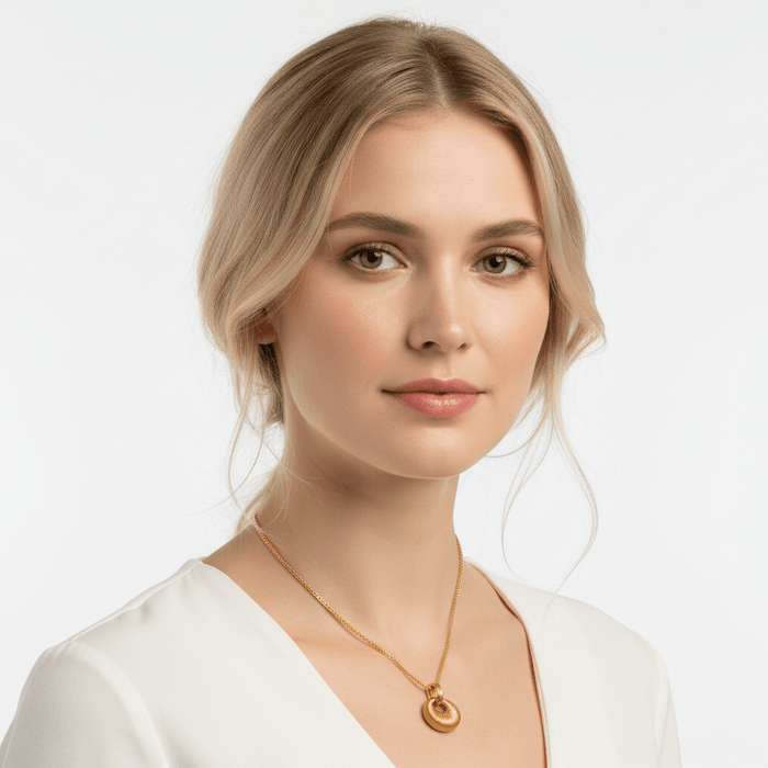 Textured Donut Pendant Necklace | 18K PVD Gold Plated Stainless Steel Jewelry - The PM Edit