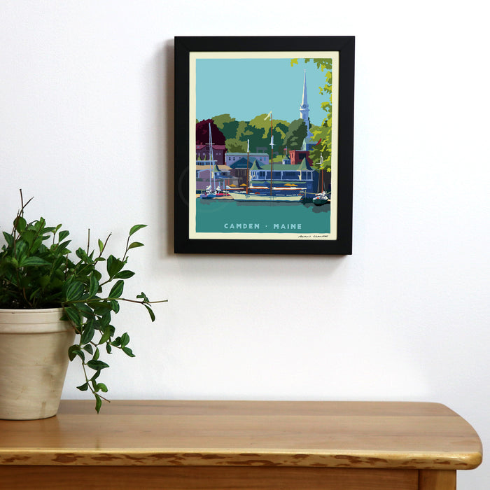 The Prettiest Little Village 8" x 10" Framed Travel Poster By Alan Claude - Maine