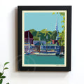 The Prettiest Little Village 8" x 10" Framed Wall Poster By Alan Claude - Maine