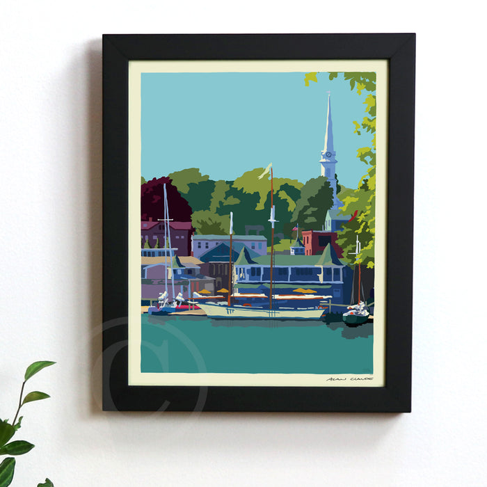 The Prettiest Little Village 8" x 10" Framed Wall Poster By Alan Claude - Maine