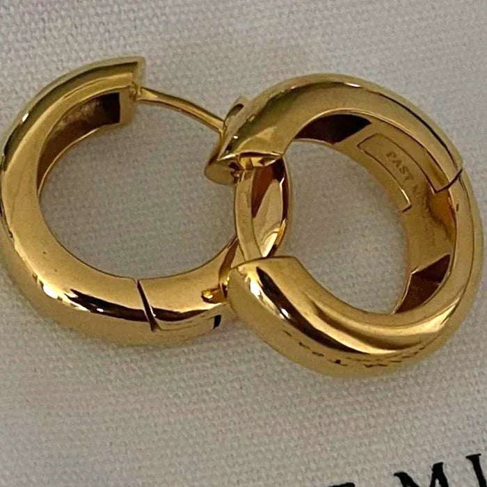Thick Gold Huggie Hoop Earrings | 18K Gold Plated Stainless Steel Waterproof Jewelry