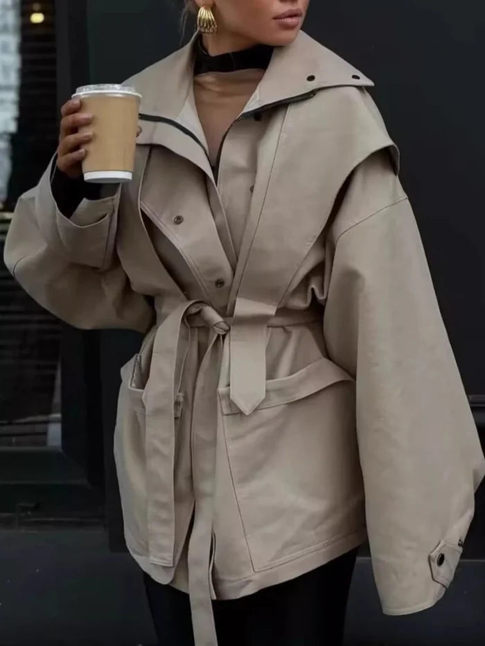 Tie Waist Snap Down Trench Coat - The PM Edit