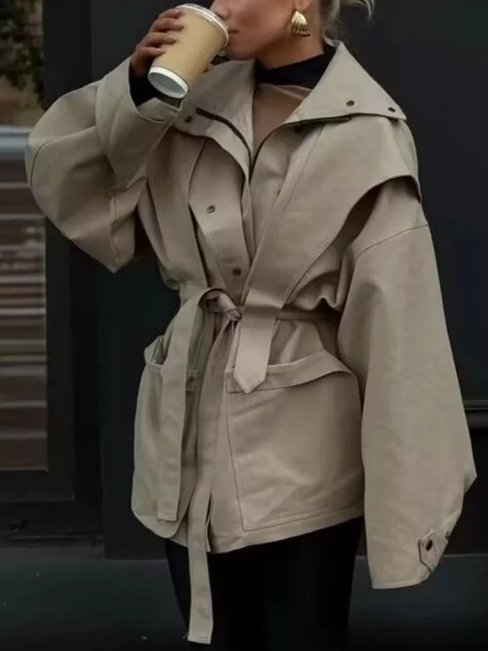 Tie Waist Snap Down Trench Coat - The PM Edit
