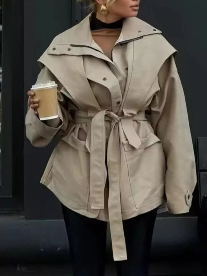 Tie Waist Snap Down Trench Coat - The PM Edit