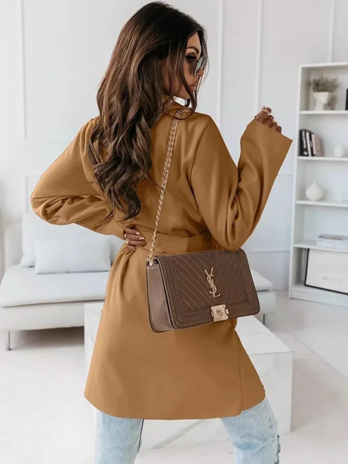 Tie Waist Long Sleeve Outerwear - The PM Edit