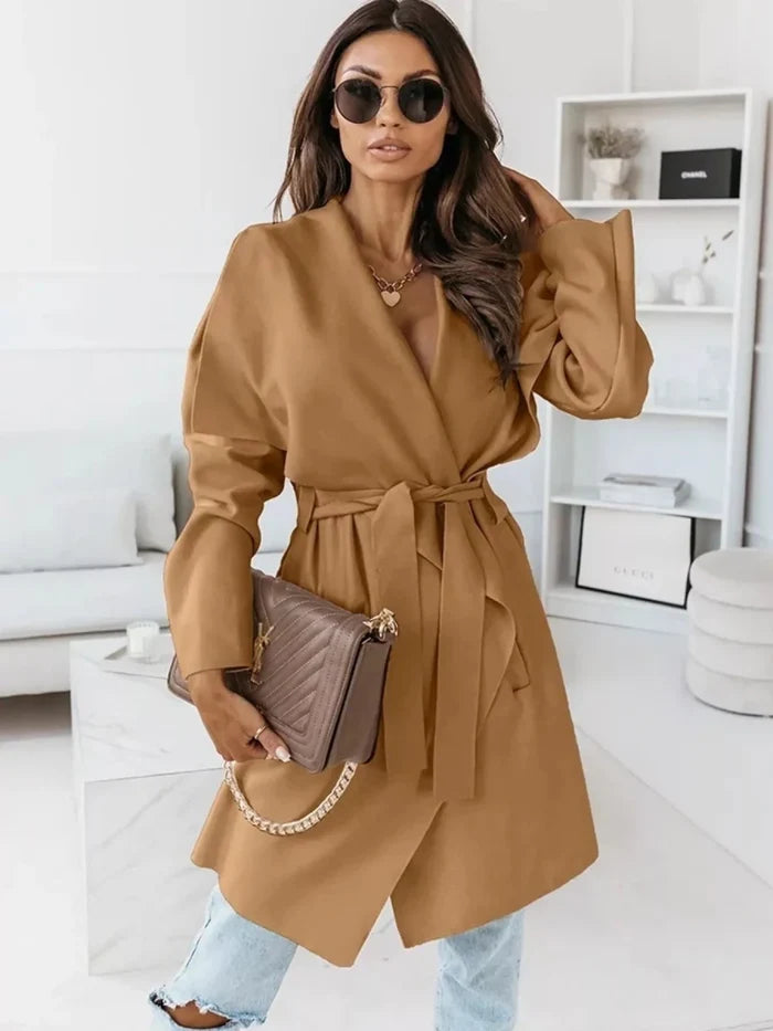 Tie Waist Long Sleeve Outerwear - The PM Edit