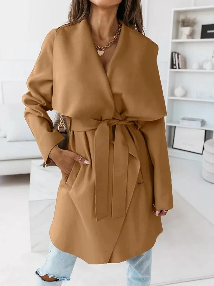 Tie Waist Long Sleeve Outerwear - The PM Edit