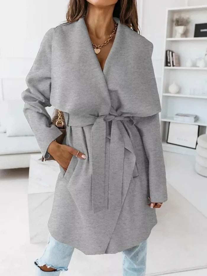 Tie Waist Long Sleeve Outerwear - The PM Edit