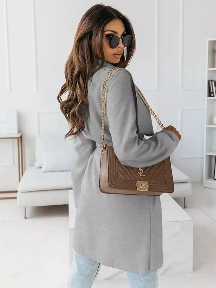 Tie Waist Long Sleeve Outerwear - The PM Edit