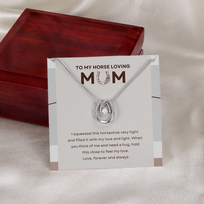 To My Horse Loving Mum, Lucky Horseshoe Necklace Gift for Mum, Gift Idea for Country Cowgirl