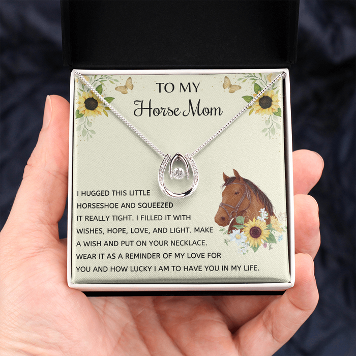 To My Horse Mom Necklace I Hugged This Little Horseshoe Necklace