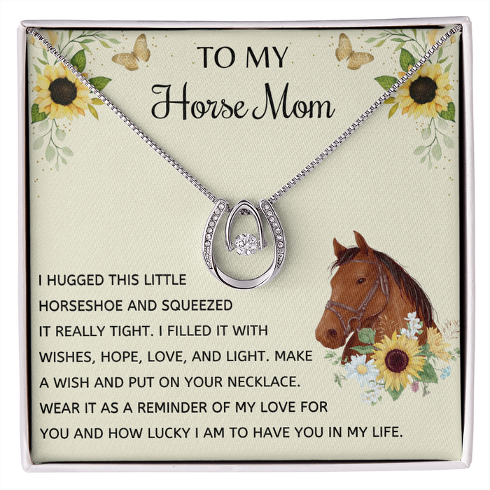 To My Horse Mom Necklace I Hugged This Little Horseshoe Necklace