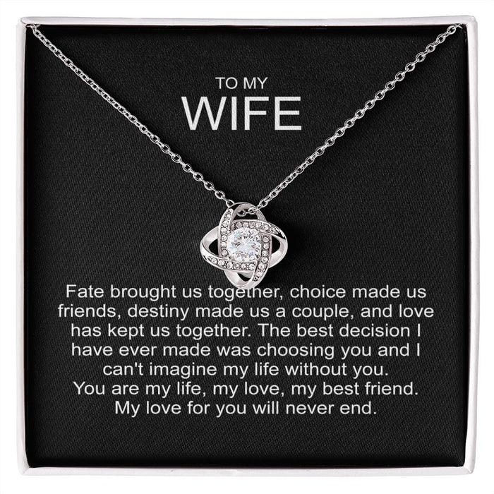 To my wife sterling silver love knot necklace 04127