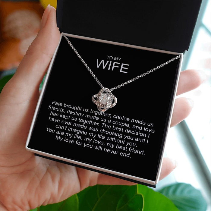 To my wife sterling silver love knot necklace 04127