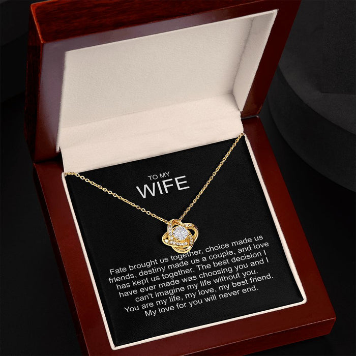 To my wife sterling silver love knot necklace 04127
