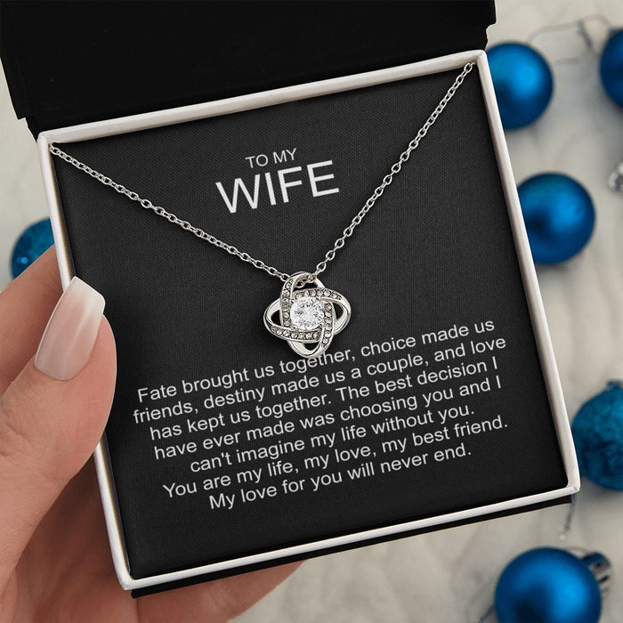 To my wife sterling silver love knot necklace 04127