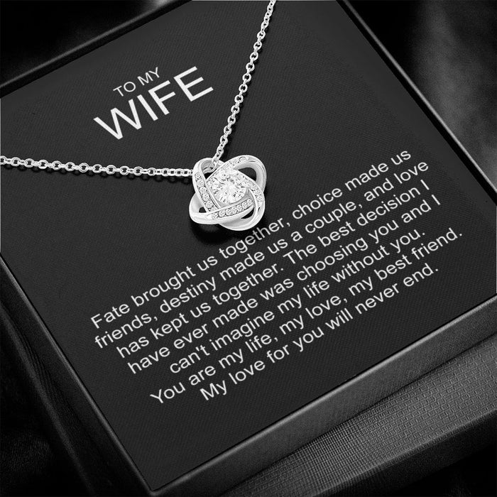 To my wife sterling silver love knot necklace 04127