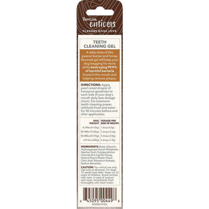 TropiClean Teeth Cleaning Gel for Dogs Peanut Butter & Honey Flavor