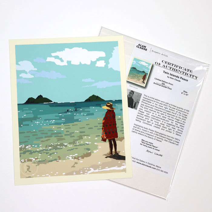 Twin Island Peace Art Print 8" x 10" Wall Poster By Alan Claude - Kailua, Hawaii