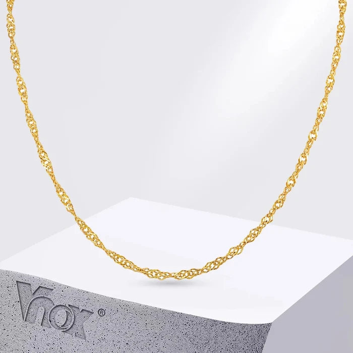 Twisted Singapore Chain Choker Necklace | 18K PVD Gold Stainless Steel Adjustable Collar - The PM Edit