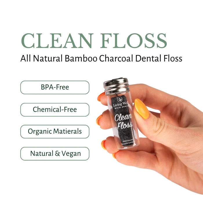 Bamboo charcoal dental floss infographic